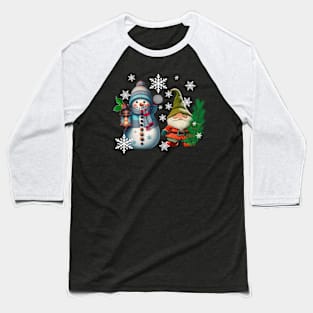 Snowman & Gnome Christmas Baseball T-Shirt